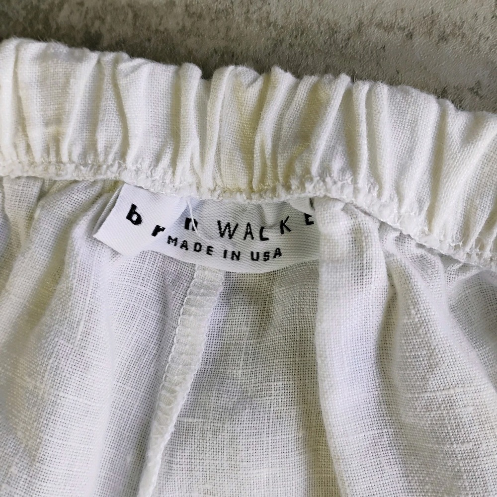 Bryn Walker 100% Linen White Wide Leg Pants Elastic Waist USA Beachy Medium - Picture 6 of 11
